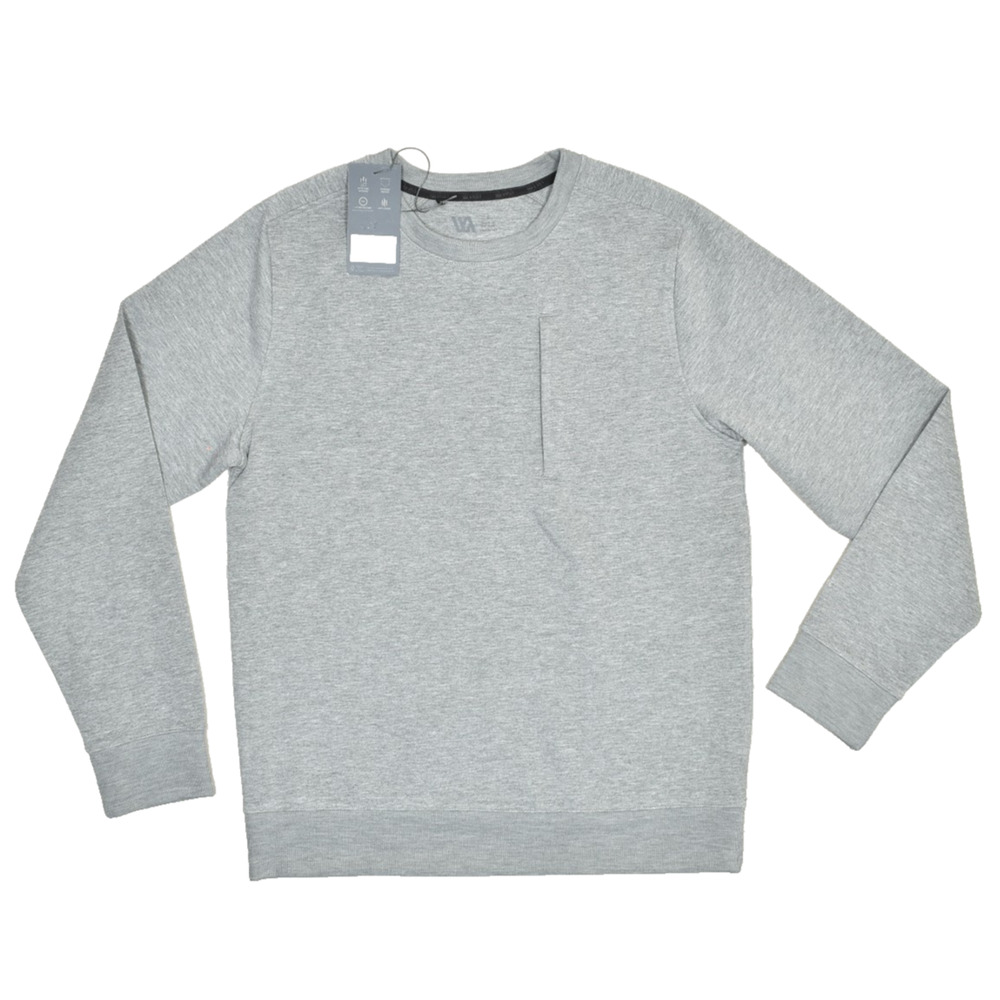 NEW Men's VA Sport Pinnacle Fleece Mid Grey Crew Regular Size S Sweatshirt